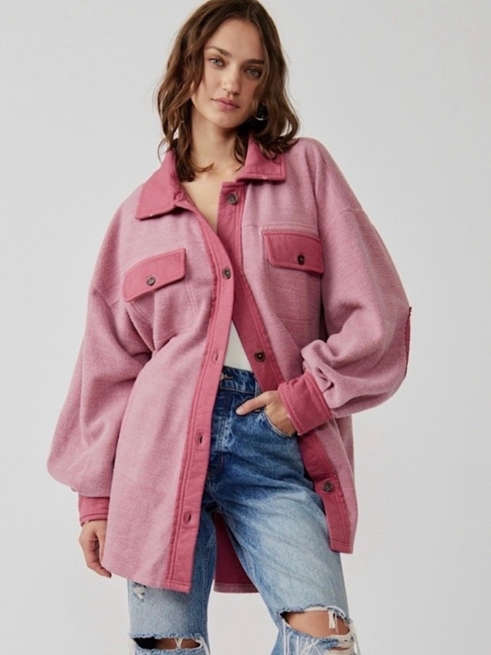 Free People We the Free Ruby Fleece Shirt Jacket Sweetheart Small NWT